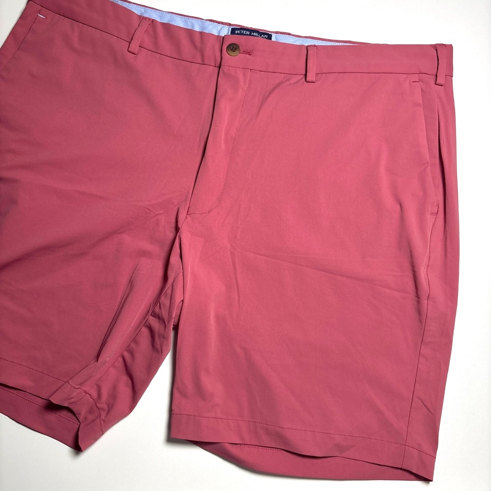 Peter Millar Crown Crafted Men 38 Performance Golf Shorts Coral Stretch